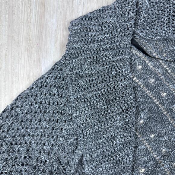 Torrid Gray Pointelle Cardigan Curved Hem Open Front Cardigan Sweater Plus 3X - Picture 5 of 14